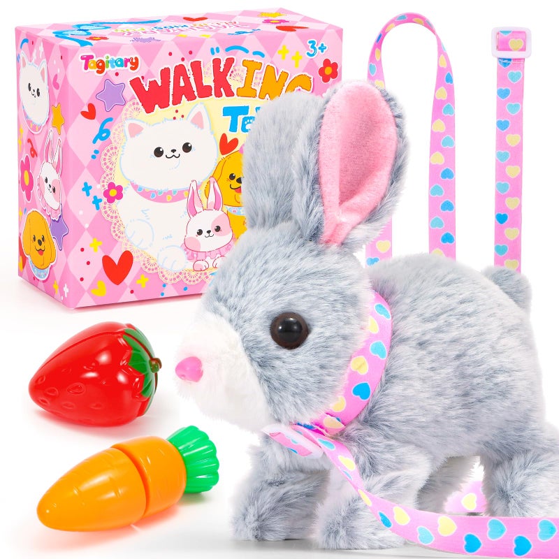 Tagitary Easter Plush Bunny Toy for KidsInteractive Realistic Bunny with SoundsWalkingEars WigglingTwitch Mouth and NoseHopping Rabbit Toys Easter Basket Stuffers Birthday Gift for Toddlers - Image 3