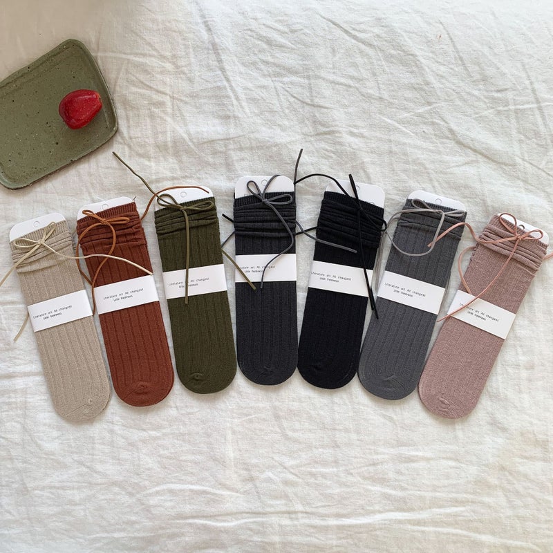 Sugarcane Pear Children''s Wear Girls'' Socks 2024 Autumn and Winter New Children''s Solid Color Piled Mid-Socks Without Socks Baby Cotton Socks - Image 2
