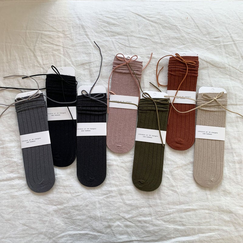 Sugarcane Pear Children''s Wear Girls'' Socks 2024 Autumn and Winter New Children''s Solid Color Piled Mid-Socks Without Socks Baby Cotton Socks - Image 5