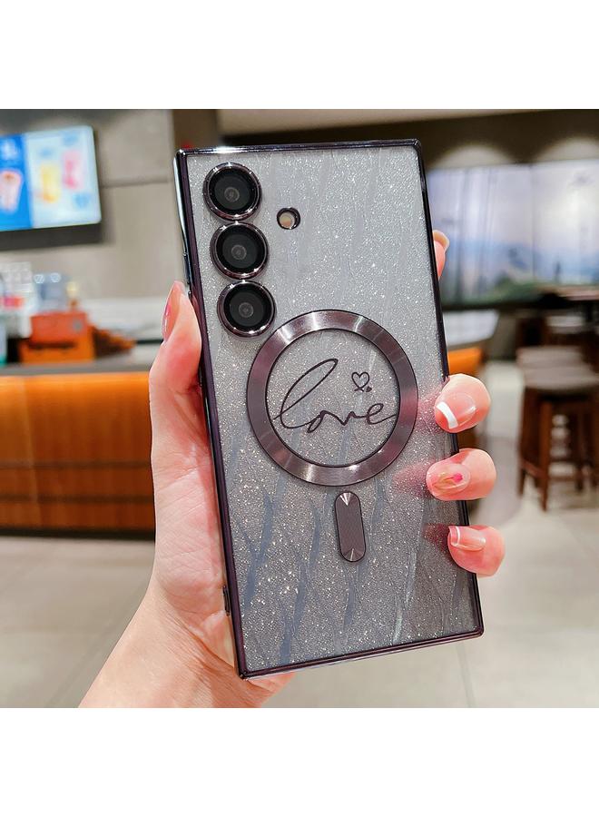 إيروريكس جراب لهاتف Samsung Galaxy S24+ 5G Dual-Love Leaves Glitter متدرج اللون من مادة TPU MagSafe - Image 1