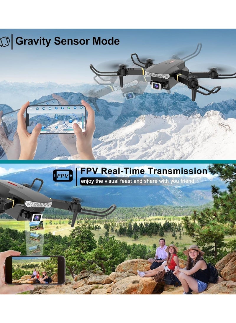 Eworld - Foldable Quadcopter E88 Pro Max Drone with 4K Dual Camera for Adults, Remote Control Drone with Gesture Selfie, 3D Flips, Waypoint Flight, Altitude Hold, Long Control Range, Battery and Carrying Bag, Perfect Gift for Boys, Girls and Beginners - Image 1