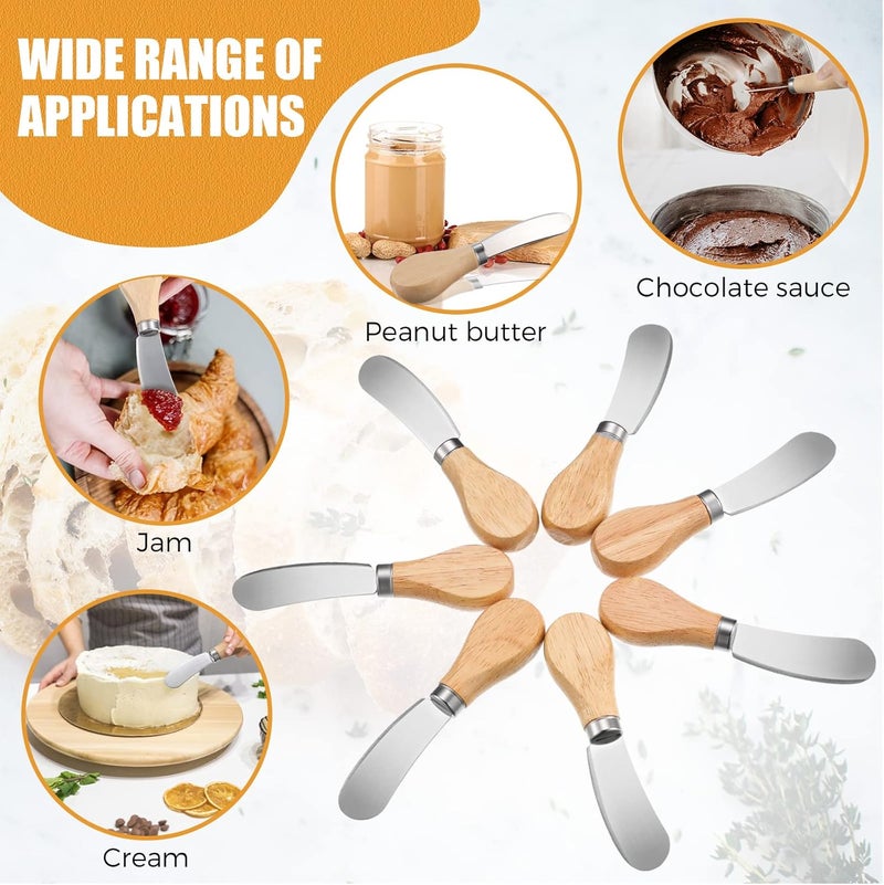 Lanties 24 Pcs Little Cheese Spreader Knives 4.7 Inch Stainless Steel Butter Spreader with Wooden Handle Mini Butter Knives Small Cheese Utensils for Charcuterie Board Cream Cake Condiment Sandwich - Image 2