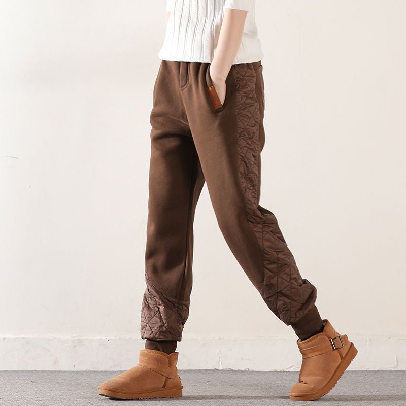 2024 Spring Womens Warm Cotton Pants Slim Casual Plus Size Brown [light cotton pants 739#]#] 