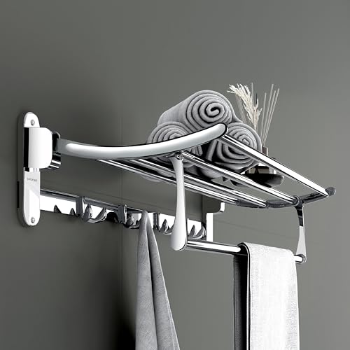 Planet Stainless Steel Folding Towel Rack for Bathroom/Towel Stand/Hanger/Bathroom Organizer/Bathroom Accessories/ (24 Inch-Chrome) (Pack of 1) - Image 1