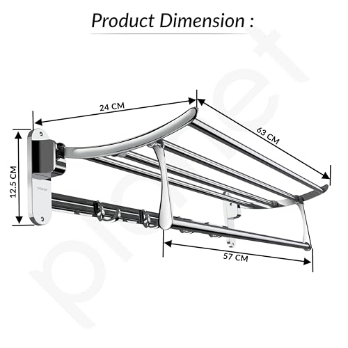Planet Stainless Steel Folding Towel Rack for Bathroom/Towel Stand/Hanger/Bathroom Organizer/Bathroom Accessories/ (24 Inch-Chrome) (Pack of 1) - Image 2