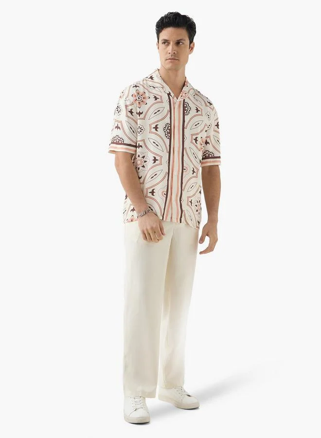 Iconic Iconic Regular Fit Trousers with Button Closure and Pockets