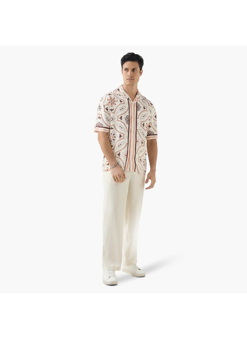 Iconic Iconic Regular Fit Trousers with Button Closure and Pockets