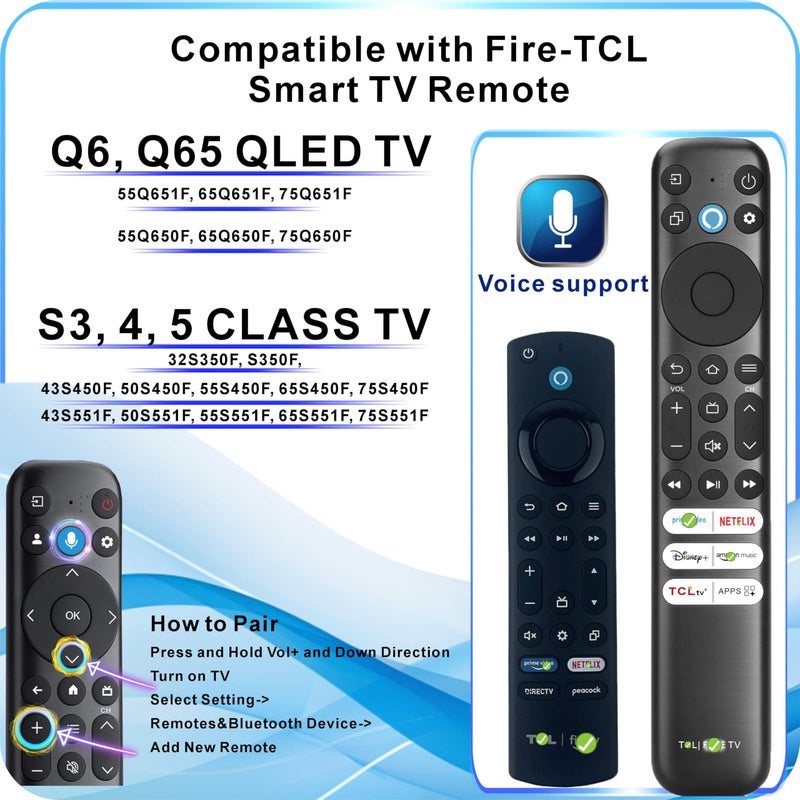 B BraiNice Universal Remote for All TCL TV Remote Replacement, Motion Backlit, Voice Control & Bluetooth, Google Smart TV, Fire TLC and Android TVs 2025-2016 - Image 3