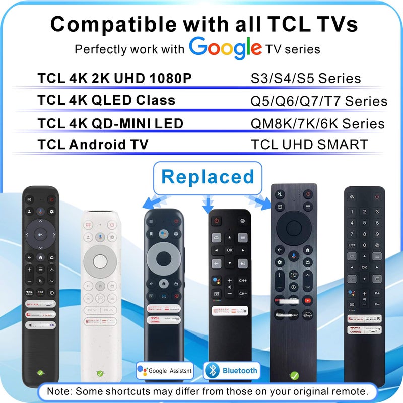B BraiNice Universal Remote for All TCL TV Remote Replacement, Motion Backlit, Voice Control & Bluetooth, Google Smart TV, Fire TLC and Android TVs 2025-2016 - Image 2