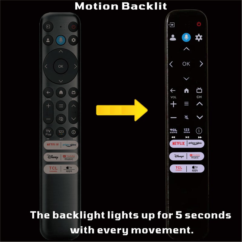 B BraiNice Universal Remote for All TCL TV Remote Replacement, Motion Backlit, Voice Control & Bluetooth, Google Smart TV, Fire TLC and Android TVs 2025-2016 - Image 4