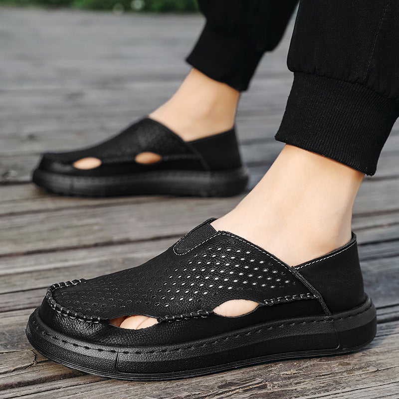 Popular Summer Large-Size Men'S Closed-Toe Water Sandals, Breathable Versatile Beach Shoes, Hollow-Out Water Shoes With Mesh Surface - Image 5