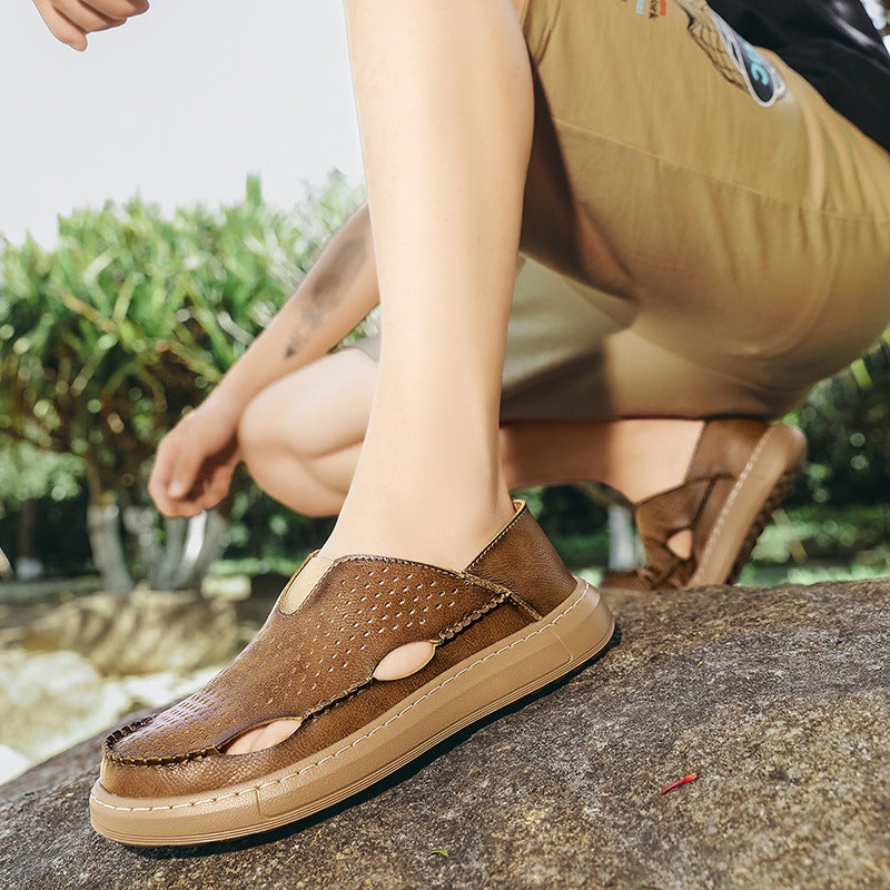 Popular Summer Large-Size Men'S Closed-Toe Water Sandals, Breathable Versatile Beach Shoes, Hollow-Out Water Shoes With Mesh Surface - Image 4