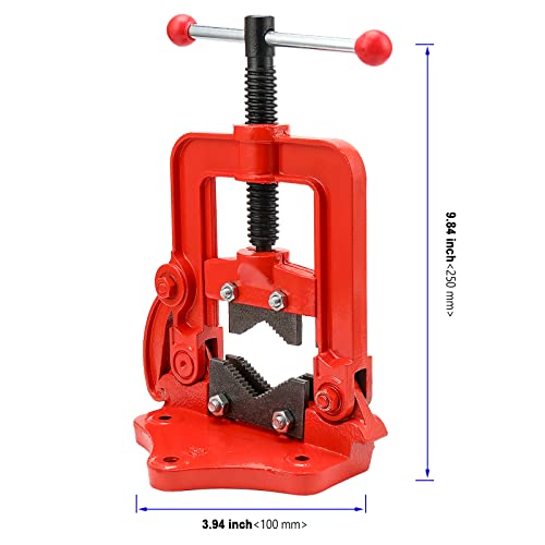 KOHAND Heavy Duty Pipe Vise, Forged Bench Yoke Vise, Threader Pipe Plumbing Vise for Fixing Pipes, Clamp-on Type, Fits 3/5 Inch - 2 Inch Pipes, Red - Image 2