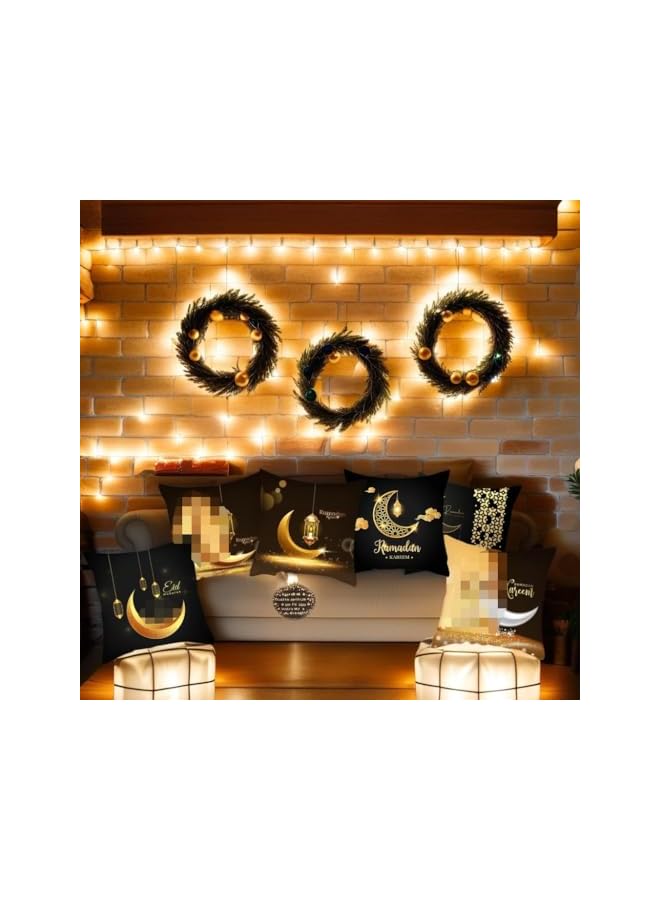The Bros 6 Pcs Ramadan Decorations Pillow Cover Throw Pillow Case Ramadan Kareem Decor Sofa Bed Couch Throw Cushion Cover Ramadan Decorations for Home (45 x 45cm) - Image 2
