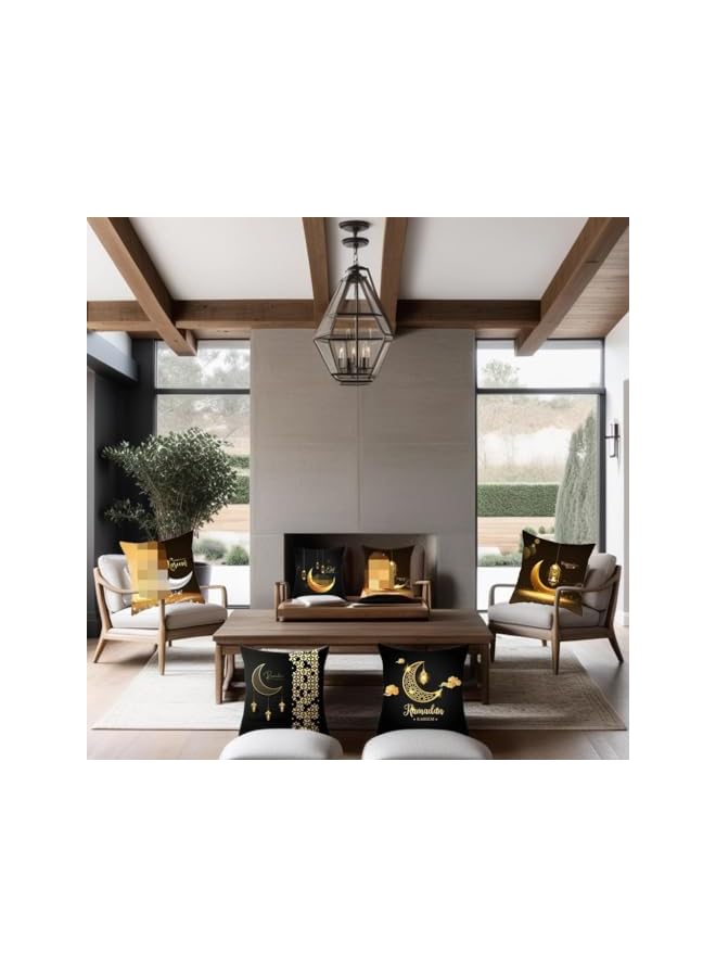 The Bros 6 Pcs Ramadan Decorations Pillow Cover Throw Pillow Case Ramadan Kareem Decor Sofa Bed Couch Throw Cushion Cover Ramadan Decorations for Home (45 x 45cm) - Image 3