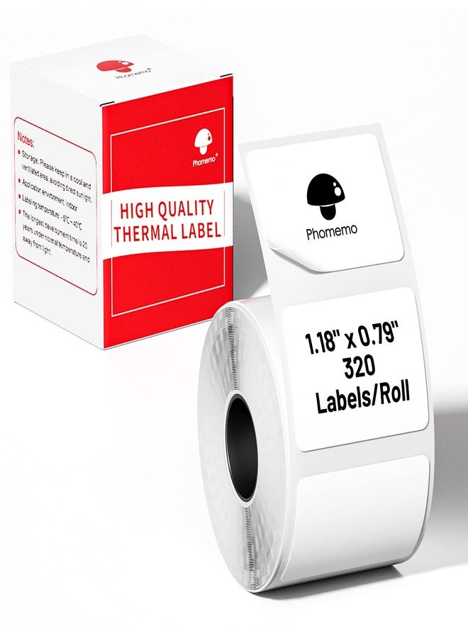 Phomemo Thermal Labels for M110/M221/M220/M120/M200 Label Printer,1.18" x 0.79" (30x20mm), 320 Labels/Roll, Black on White - Image 1