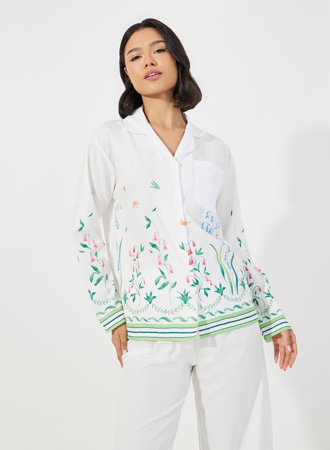 Styli Floral Print Long Sleeves Shirt & Pants Pyjama Set - Image 2
