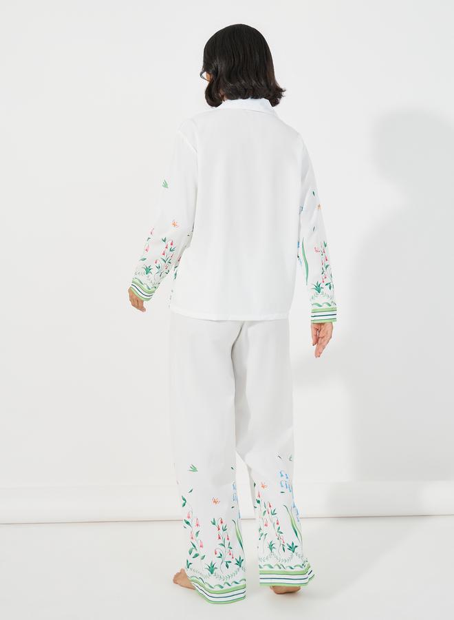 Styli Floral Print Long Sleeves Shirt & Pants Pyjama Set - Image 4
