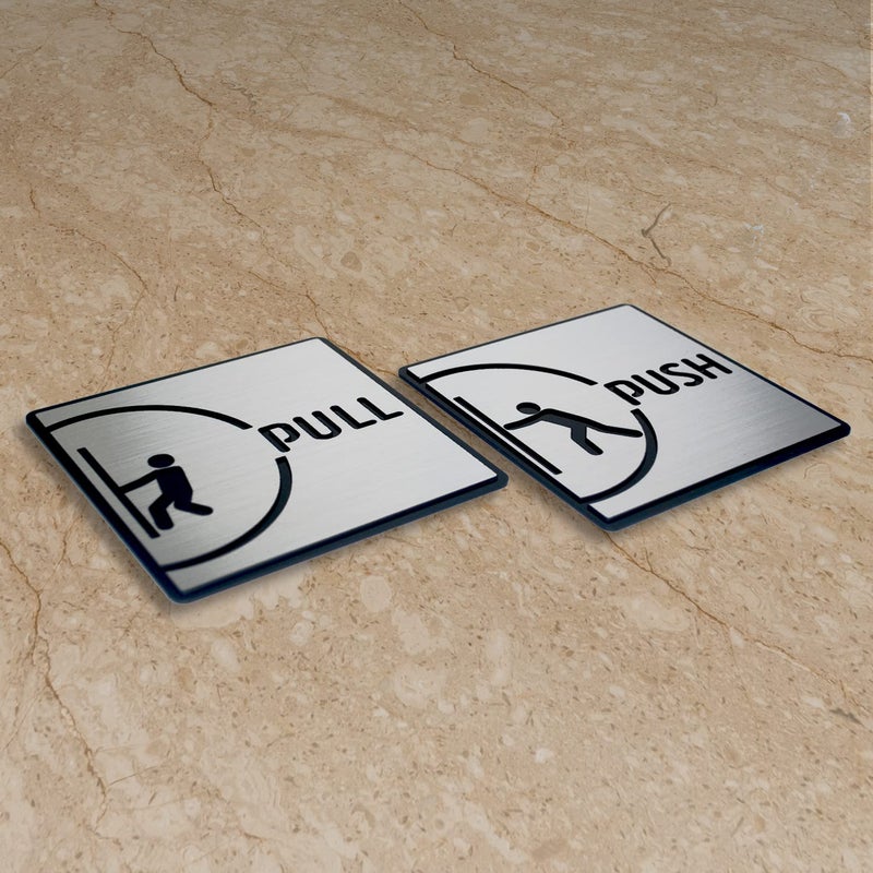 Vertical Root Inc ® PUSH PULL Room Sign 6 INCH * 6 INCH Self-Adhesive Sign for Business Office Corporate Hotel Company Factory Club Commercial Malls. - Image 2