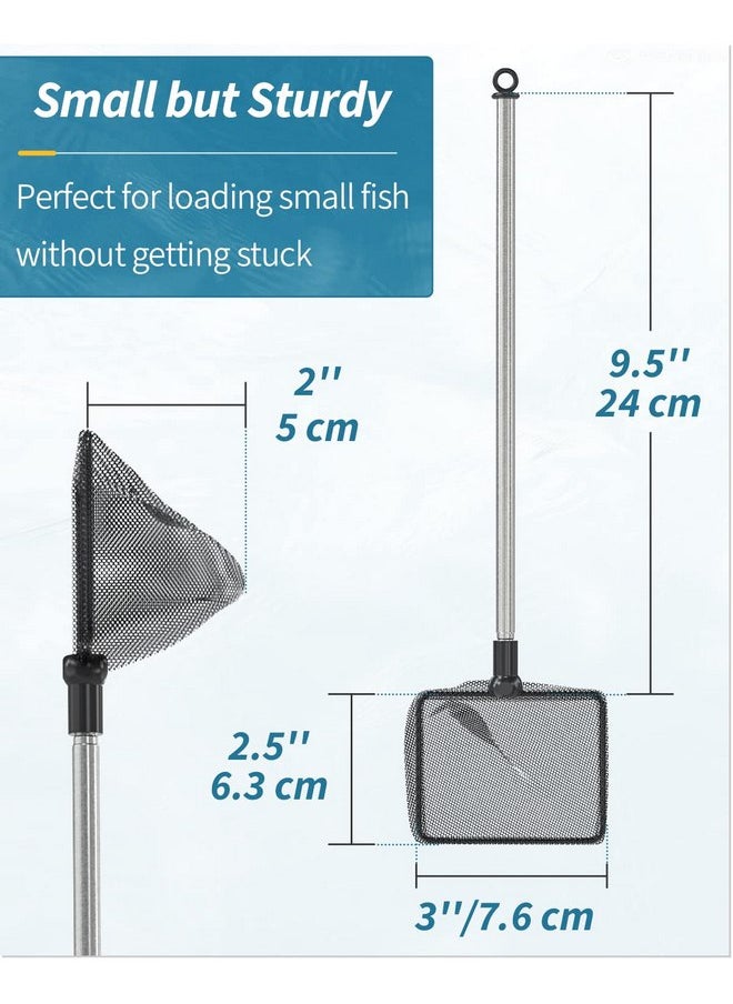 Pawfly Pawfly 3 Inch Aquarium Fish Net with Telescopic Stainless Steel Handle Small Square Net with Soft Fine Mesh Sludge Food Residue Wastes Skimming Cleaning Net for Fish Tanks Small Koi Ponds and Pools  - Image 4