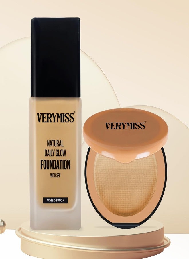 VERYMISS Makeup Kit For Women I Natural Liquid Foundation + Compact Powder I All Skin Type I Medium to Buildable Coverage | Lightweight | Easy to Blend (VMNYK56, Medium Tone) - Image 1