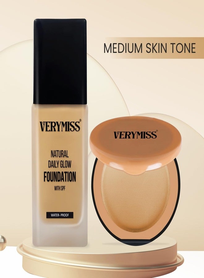 VERYMISS Makeup Kit For Women I Natural Liquid Foundation + Compact Powder I All Skin Type I Medium to Buildable Coverage | Lightweight | Easy to Blend (VMNYK56, Medium Tone) - Image 2