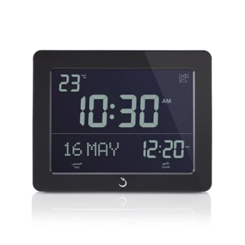 Azan Clock CF-19 Black- Automatic Athan Five Times in 5 Different Voices - Simplified Manual for USA Cities Zoon (Black) - Image 1