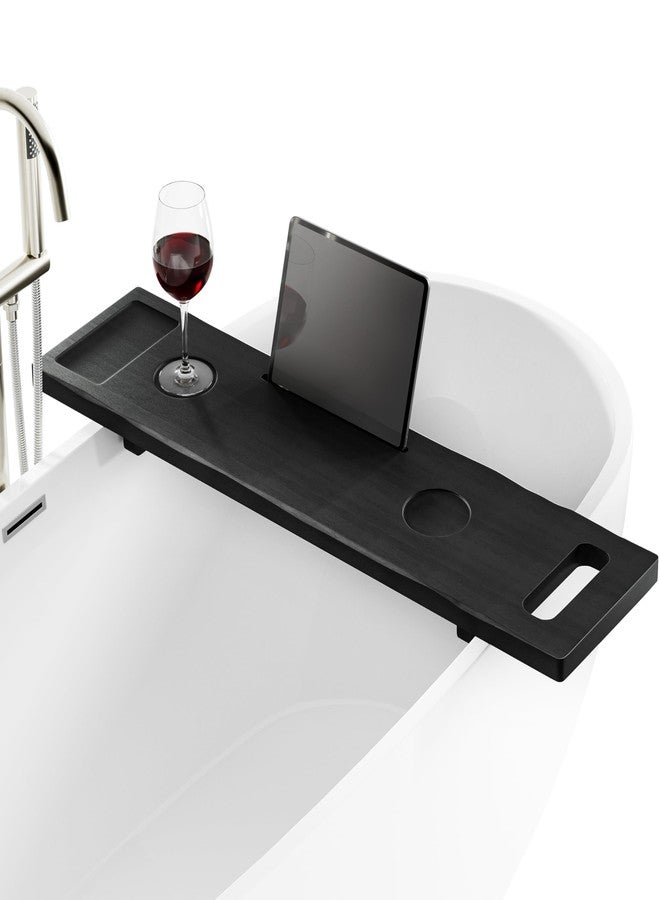 Tinamo Acacia Bathtub Caddy Tray Table | 39x9.8 Inch Large Bath Tub Wooden | Anti-Tipping, Sustainable Tub Tray for Bath tub | Bath-tub Accessories Holders for Bath-tub (Black Color) - Image 1