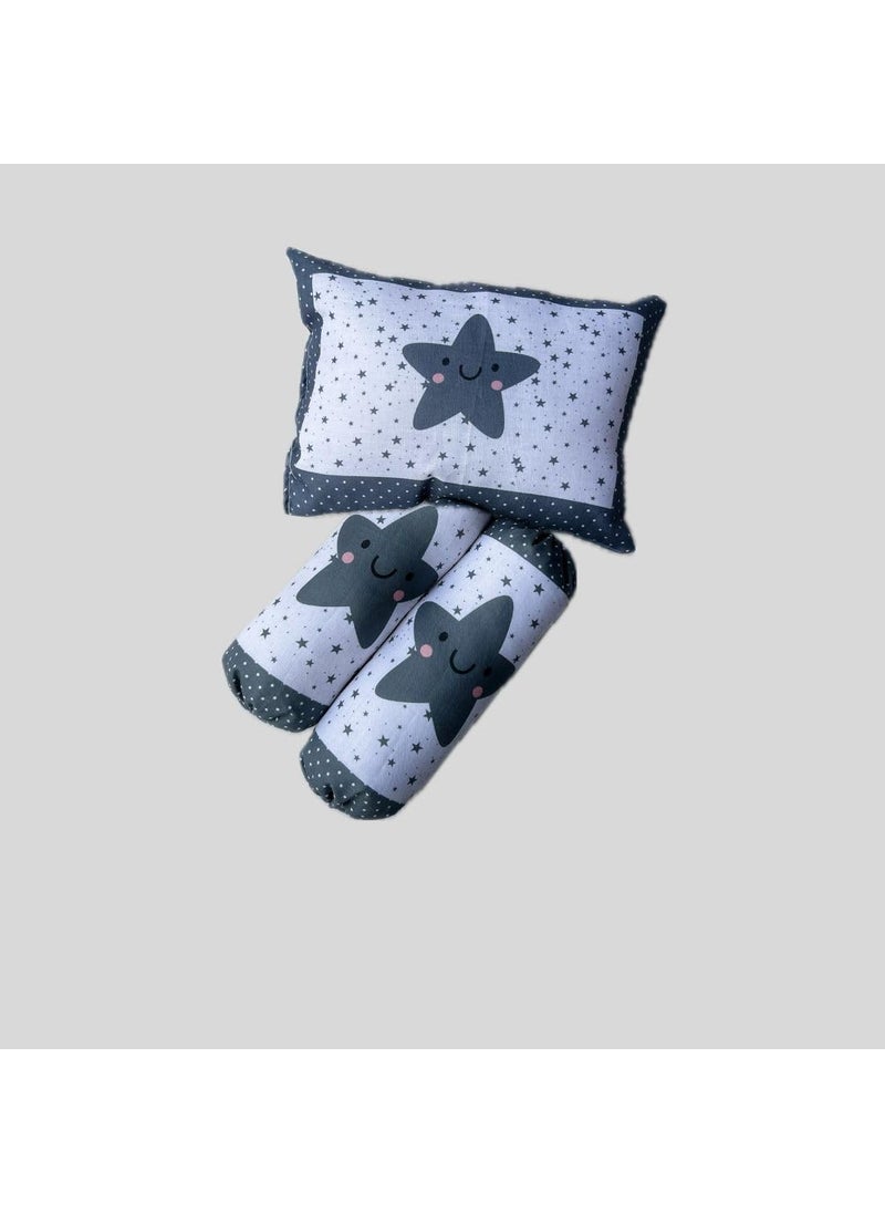 NEFROS - NEFROS Baby Bedding Set Soft and Cozy Crib Comforter Fitted Sheet and Decorative Pillow with Adorable Animal Prints and NatureInspired Designs Grey Star 4 PIS Set - Image 1