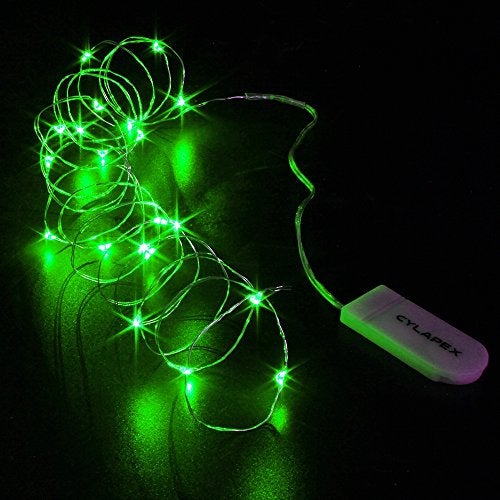 CYLAPEX 6 Pack Fairy Lights Battery Operated 7ft 20 LED Mini String Lights Silver Wire Firefly Starry Moon Twinkle Lights for Halloween Mason Jars Party Christmas Centerpiece Table Decorations, Green - Image 3