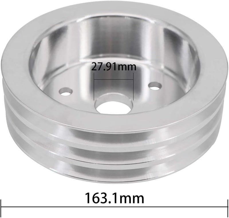 kipa Aluminium triple groove crankshaft pulley For SB Chevy SBC 350 Crank SWP Short Small Block Chevy with a Short Water Pump 6.6" Satin Aluminium Finish Durable 3-Groove #8858 - Image 3