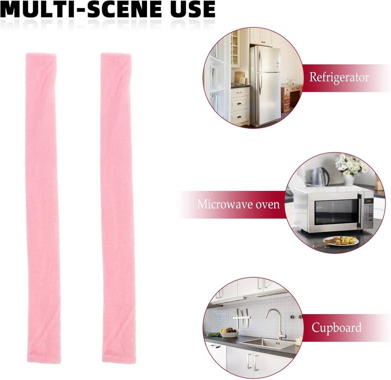 cheekyglo 2pcs Refrigerator Door Handle Covers Washable Cloth Decor Anti- Skid Anti- Static Protector for Kitchen Appliance Fridge Microwave Stove Dishwasher Pink - Image 1