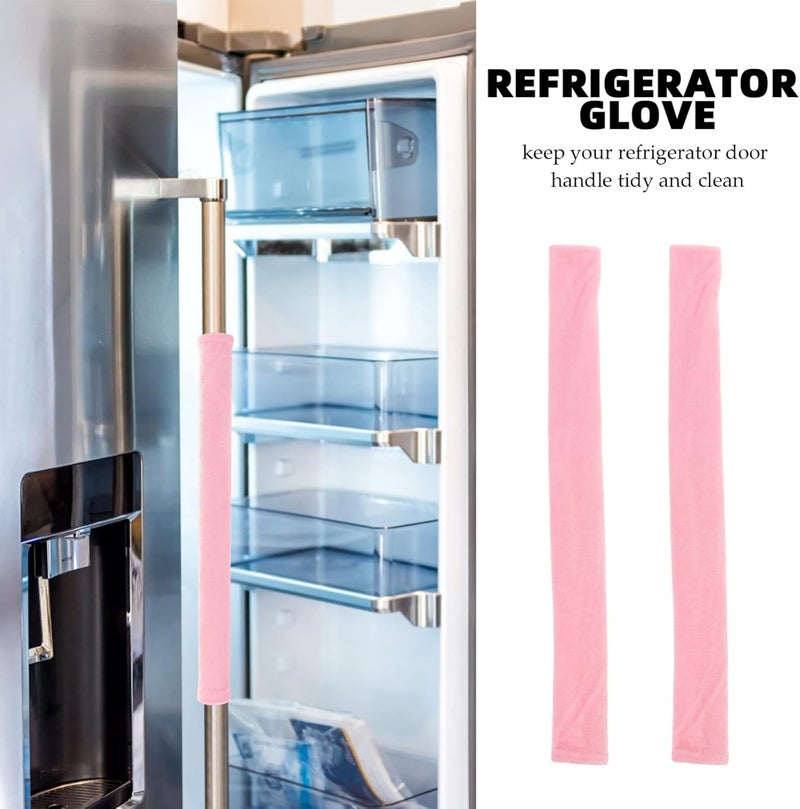 cheekyglo 2pcs Refrigerator Door Handle Covers Washable Cloth Decor Anti- Skid Anti- Static Protector for Kitchen Appliance Fridge Microwave Stove Dishwasher Pink - Image 3