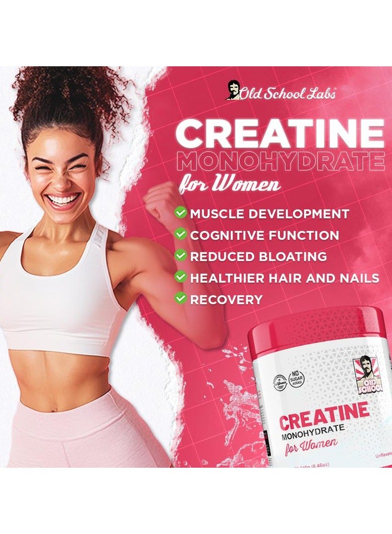 أولد سكول لابس كرياتين أحادي الهيدرات للنساء مع الكولاجين والأحماض الأمينية المتفرعة السلسلة - مسحوق مكمل غذائي للياقة البدنية للعضلات والشعر الصحي والبشرة والأظافر والتعافي - Image 1