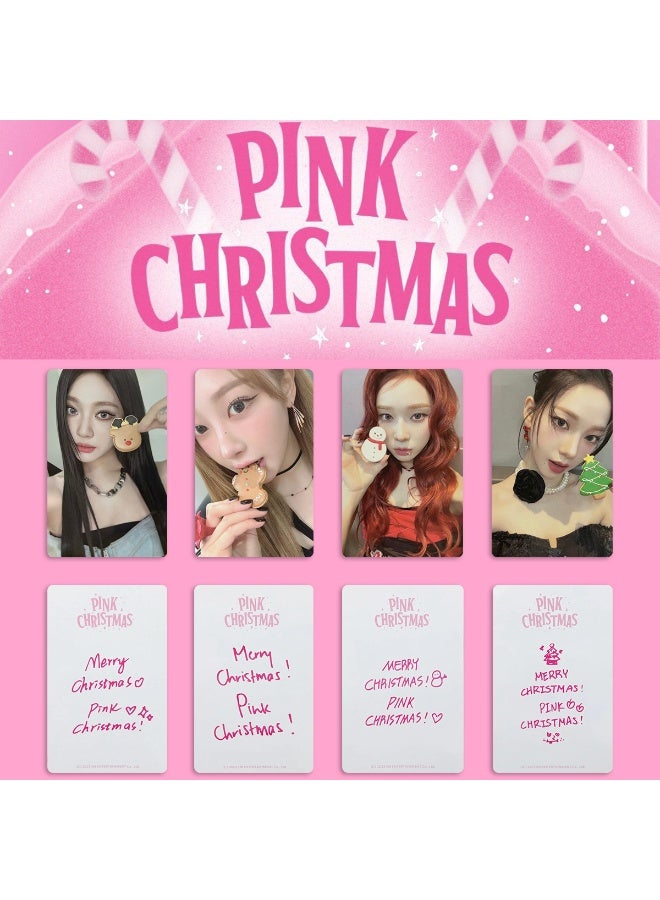 NIBEMINENT 4 Pcs Kpop Aespa 2024 PINK CHRISTMAS SM Lomo Cards Card For Fans Collection Gifts - Image 1