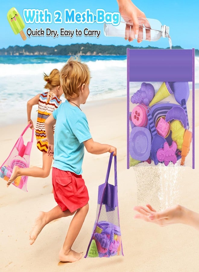 Dreamon Collapsible Beach Toys Set for Kids 3-10, Collapsible Sand Bucket with Beach Molds and Mesh Bag, 2 Pack Shovels Set Ice Cream Sand Toys for Beach, Sandbox Travel Toys for Kids Toddlers Girls - Image 5