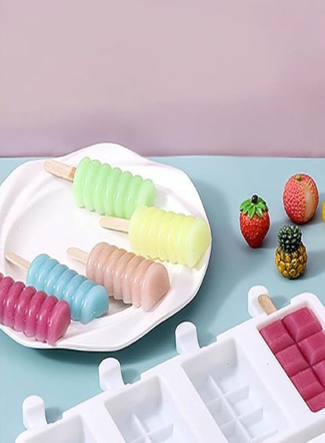 Skytail 2 Pack Silicone Cakesicle Molds Large 4 Cavities Cake Pop Molds for Kids Cute Popsicle Moulds for Making Cakesicle Ice Pops Kulfi Maker Chocolate Ice Cream Frozen Treats Popsicle Maker DIY Set - Image 5