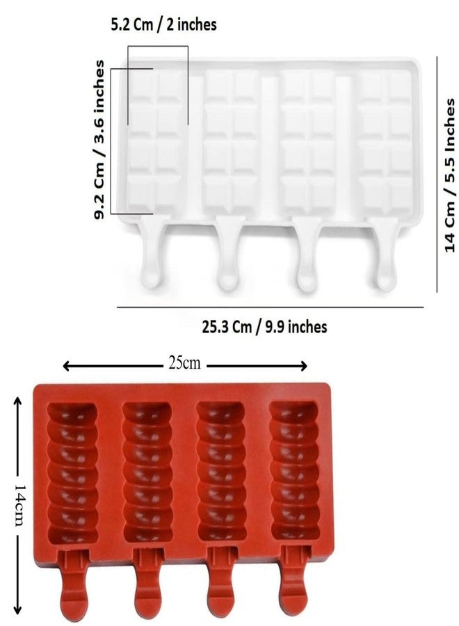 Skytail 2 Pack Silicone Cakesicle Molds Large 4 Cavities Cake Pop Molds for Kids Cute Popsicle Moulds for Making Cakesicle Ice Pops Kulfi Maker Chocolate Ice Cream Frozen Treats Popsicle Maker DIY Set - Image 2