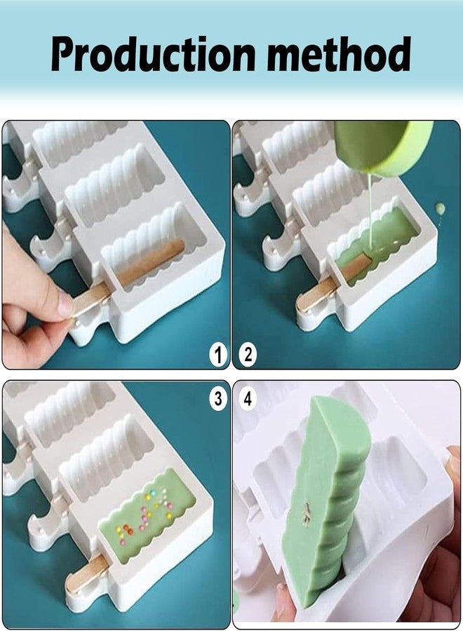Skytail 2 Pack Silicone Cakesicle Molds Large 4 Cavities Cake Pop Molds for Kids Cute Popsicle Moulds for Making Cakesicle Ice Pops Kulfi Maker Chocolate Ice Cream Frozen Treats Popsicle Maker DIY Set - Image 4