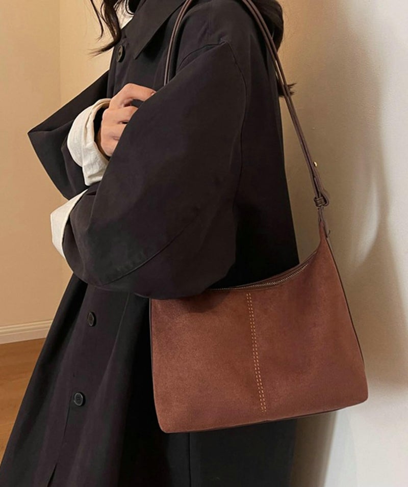 Tellrain Suede Tote Bag Stylish Handbag Chic Small Crossbody Fall Purse Wallet Women Trendy 2025 Elegant Shoulder Bag - Image 3