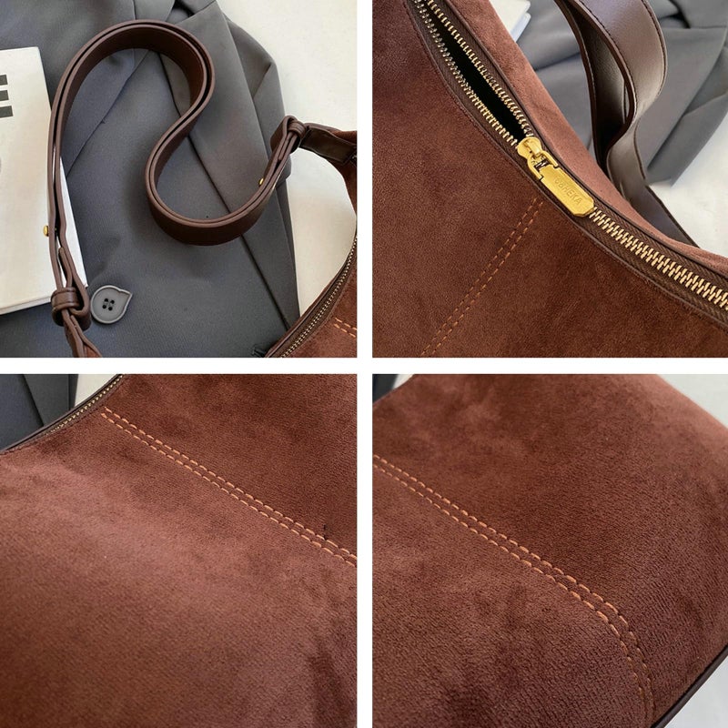 Tellrain Suede Tote Bag Stylish Handbag Chic Small Crossbody Fall Purse Wallet Women Trendy 2025 Elegant Shoulder Bag - Image 5