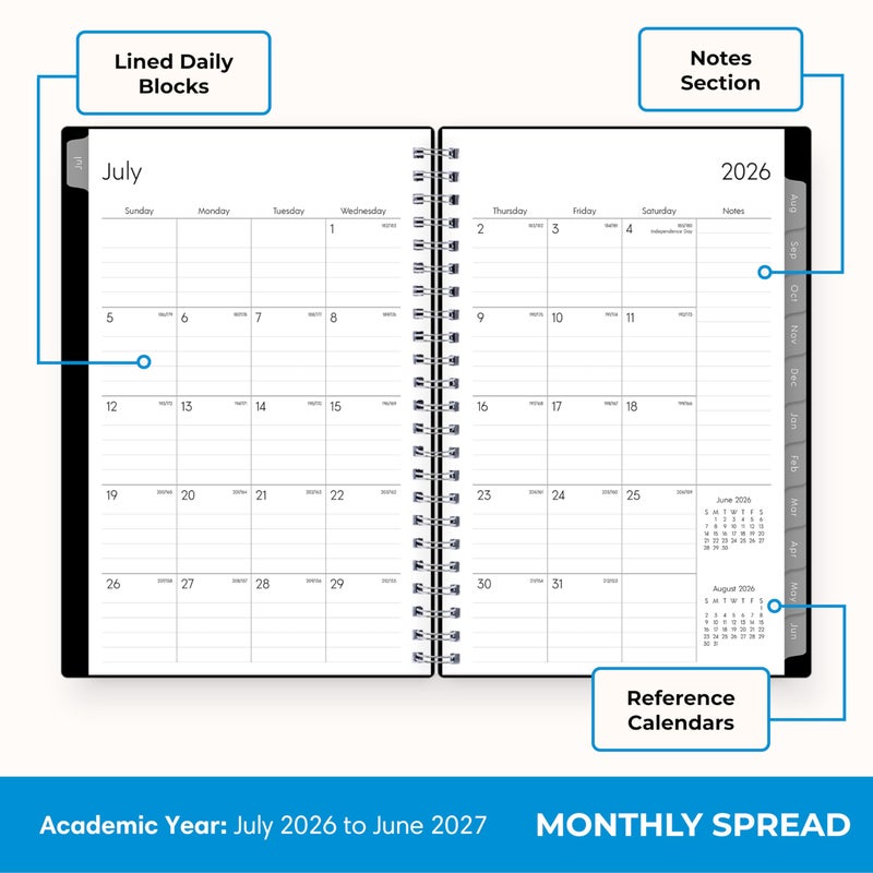 Blue Sky 2026-2027 Weekly and Monthly Academic Year Planner Calendar, July 2026 - June 2027, 5" x 8", Flexible Cover, Wirebound, Laminated Tabs, Enterprise - Image 4