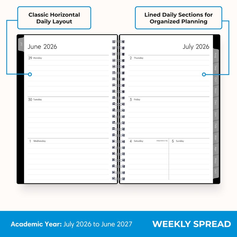 Blue Sky 2026-2027 Weekly and Monthly Academic Year Planner Calendar, July 2026 - June 2027, 5" x 8", Flexible Cover, Wirebound, Laminated Tabs, Enterprise - Image 3