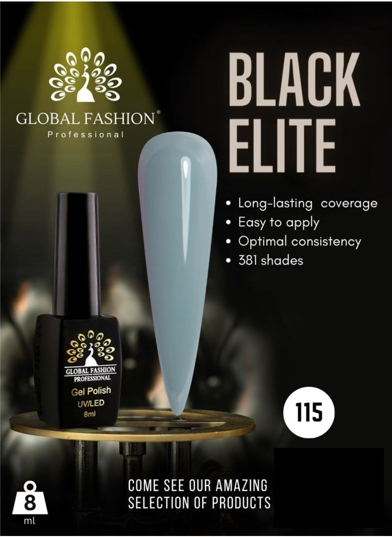 GLOBAL FASHION Global Fashion Black Elite Gel Polish | 132 Colors of Long-Lasting Elegance - 8ml | 115  - Image 2