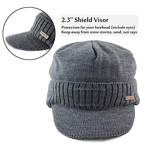 CAMOLAND 30% Wool Winter Beanie w/Visor & Earflaps for Men Outdoor Fleece Hat Scarf Set - Image 5