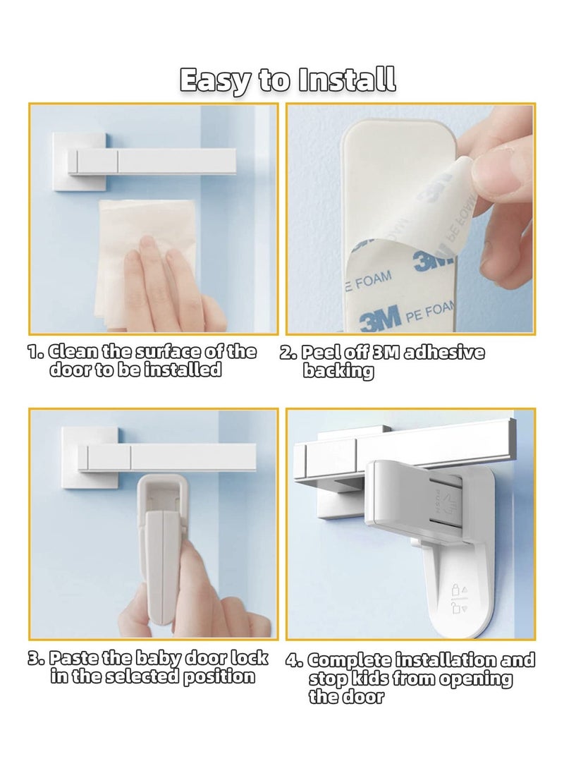 Baby Safety Door Lever Locks 4 Pack Childproof Lock for Toddlers No Tools Required Easy Installation Prevents Kids from Opening Doors - Image 5