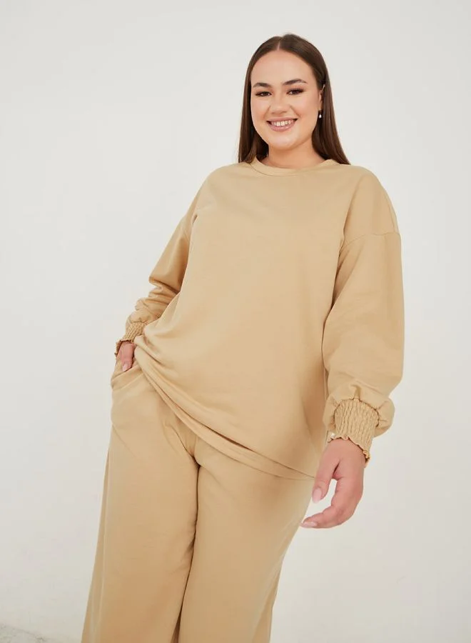 Styli Sweatshirt & Wide Leg Trouser Lounge Set