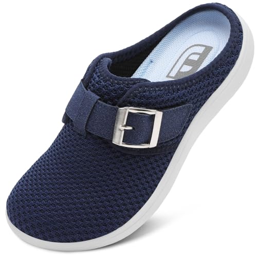JOINFREE Wide Womens Mules Slippers Adjustable House Slipper Indoor Outdoor Lightweight Barefoot Casual Walking Shoe Comfortable Swollen Edema lymphedema Diabetic Shoe NavyBlue Size 8 - Image 1