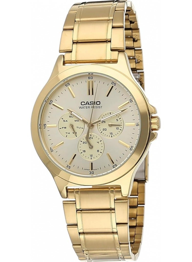 Casio MTP-V300G-9AVUDF Men's, Formal, White Dial, Gold Band - Image 1
