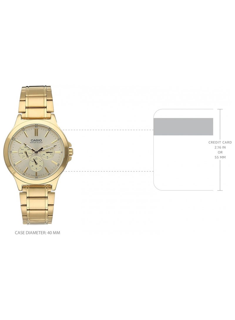 Casio MTP-V300G-9AVUDF Men's, Formal, White Dial, Gold Band - Image 2